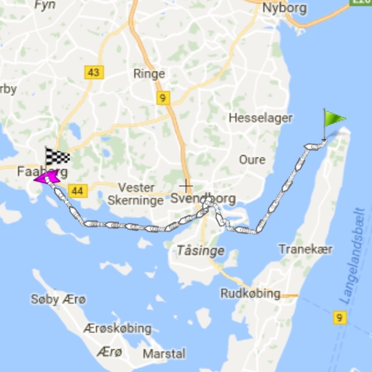 Unsere Route von Svendborg nach Fåborg (2. Tag)